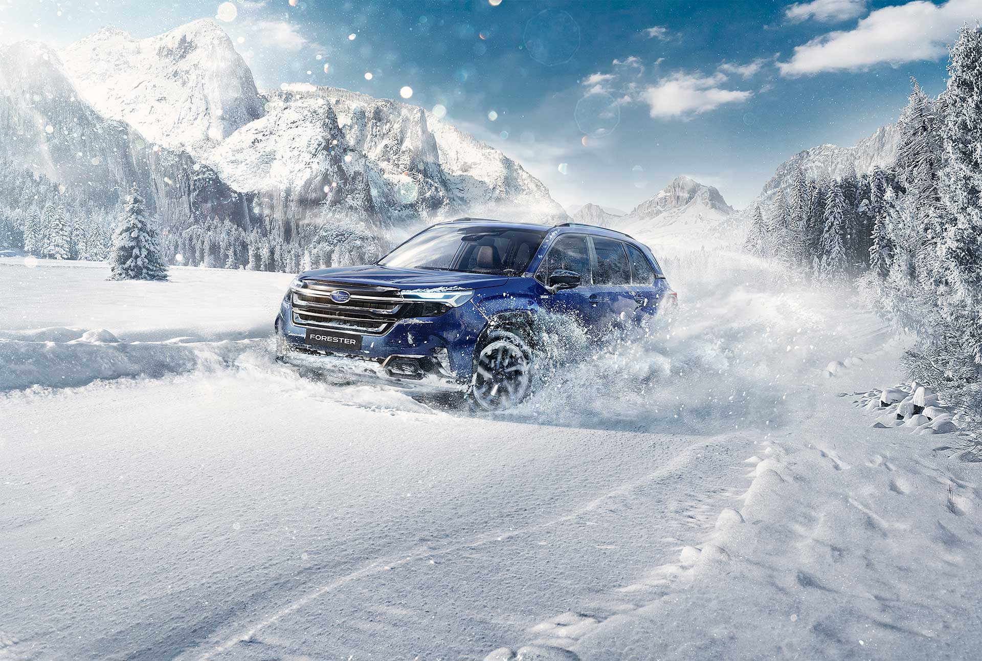 naujasis forester sniege